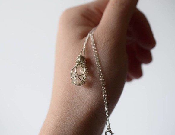 Diamond Necklace, Sterling Silver Raw Diamond Necklace, Rough Diamond Ne… - Picture 3 of 5